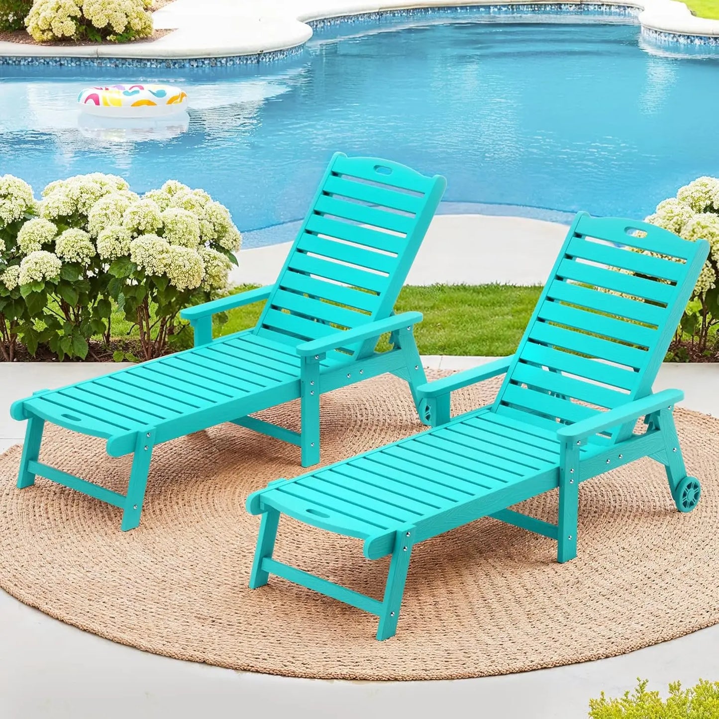 Outdoor Chaise Lounge Chairs Set Of 2 HDPS 5 Position Adjustable Pool Loungers