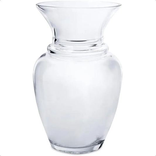 Clear Glass Flower Vase Modern Decorative Centerpiece Wide Mouth Classic Urn for Everyday Roses Weddings and Bouquets