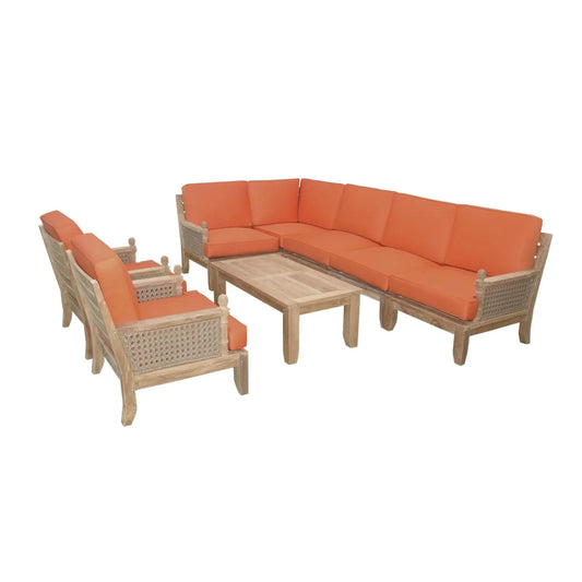 8 Piece Modular Outdoor Patio Conversation Furniture Set Rattan
