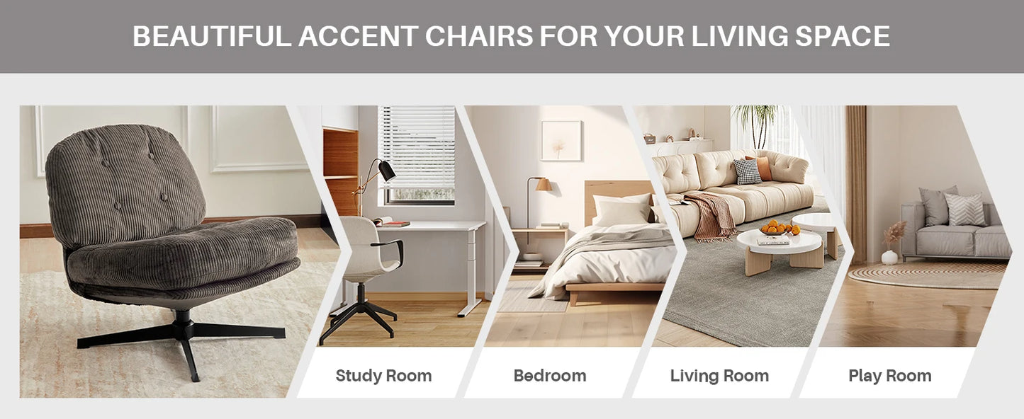 Redlife Foldable Accent Chair 360 Degree Swivel Tufted Upholstered Living Room