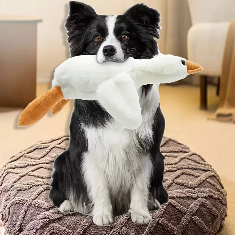 Large Plush White Duck Dog Toy Realistic Goose Design Chew And Play