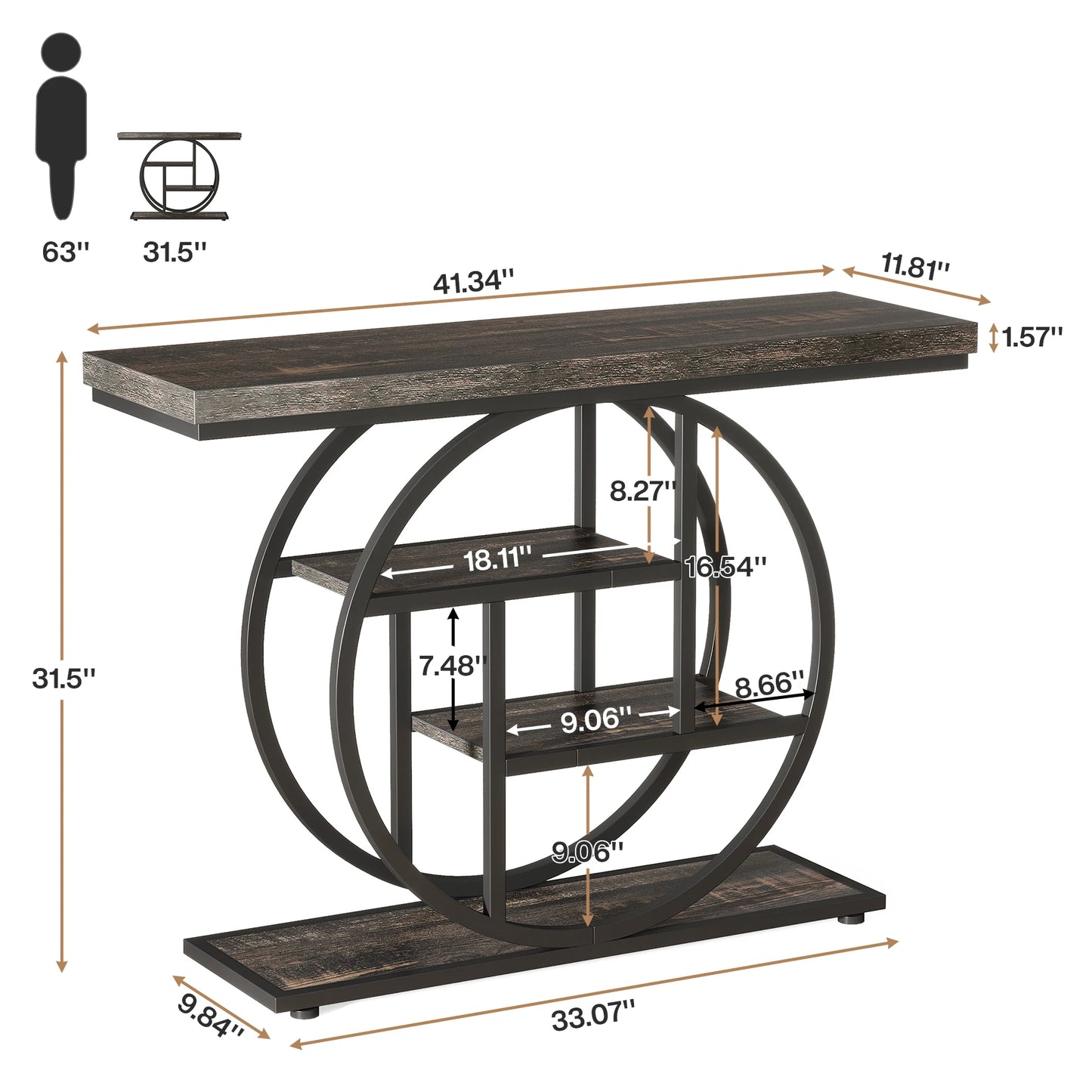 Tribesigns 41.3 Inch Console Table Four Tier Entryway