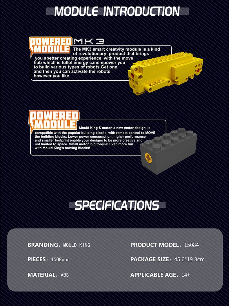 Mould King 15084 D11 Bulldozer RC Building Block Set With App Control
