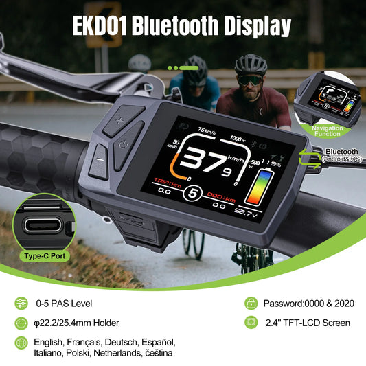 EKD01 Bluetooth Navigation Display 8 Languages For Ebike