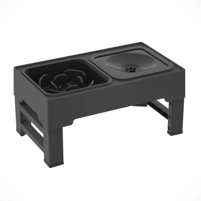 3 In 1 Stainless Steel Slow Feed Water Bowl Adjustable Height For Dogs And Cats