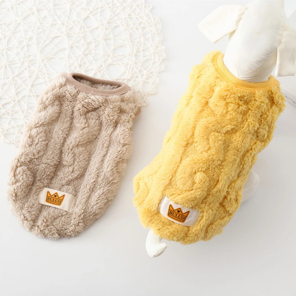 Solid Cute Wavy Double Sided Puppy Kitten Warm Coat Sweater for Small Dogs Cats