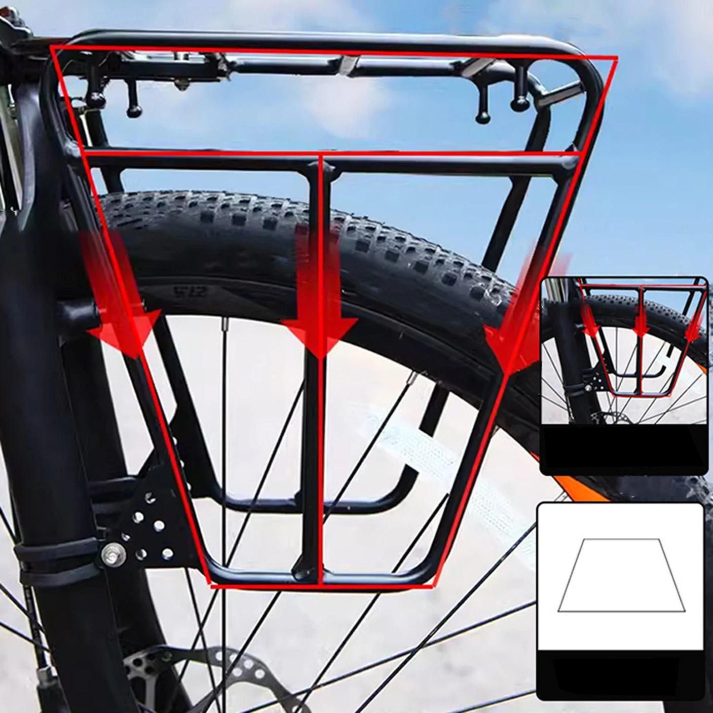 Steel Bike Front Cargo Rack Adjustable MTB Luggage Bracket
