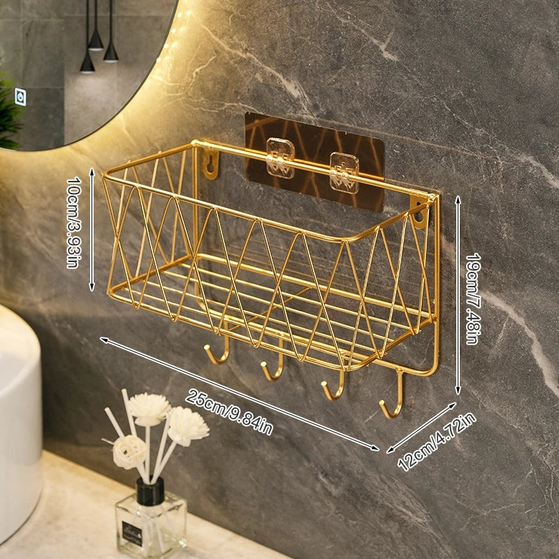 Metal Wall Mounted Basket Organizer Large Capacity Bathroom