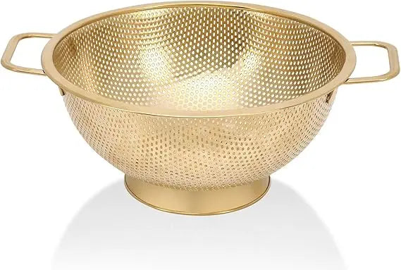 Gold Strainer Colander 3Qt Stainless Steel With Handle