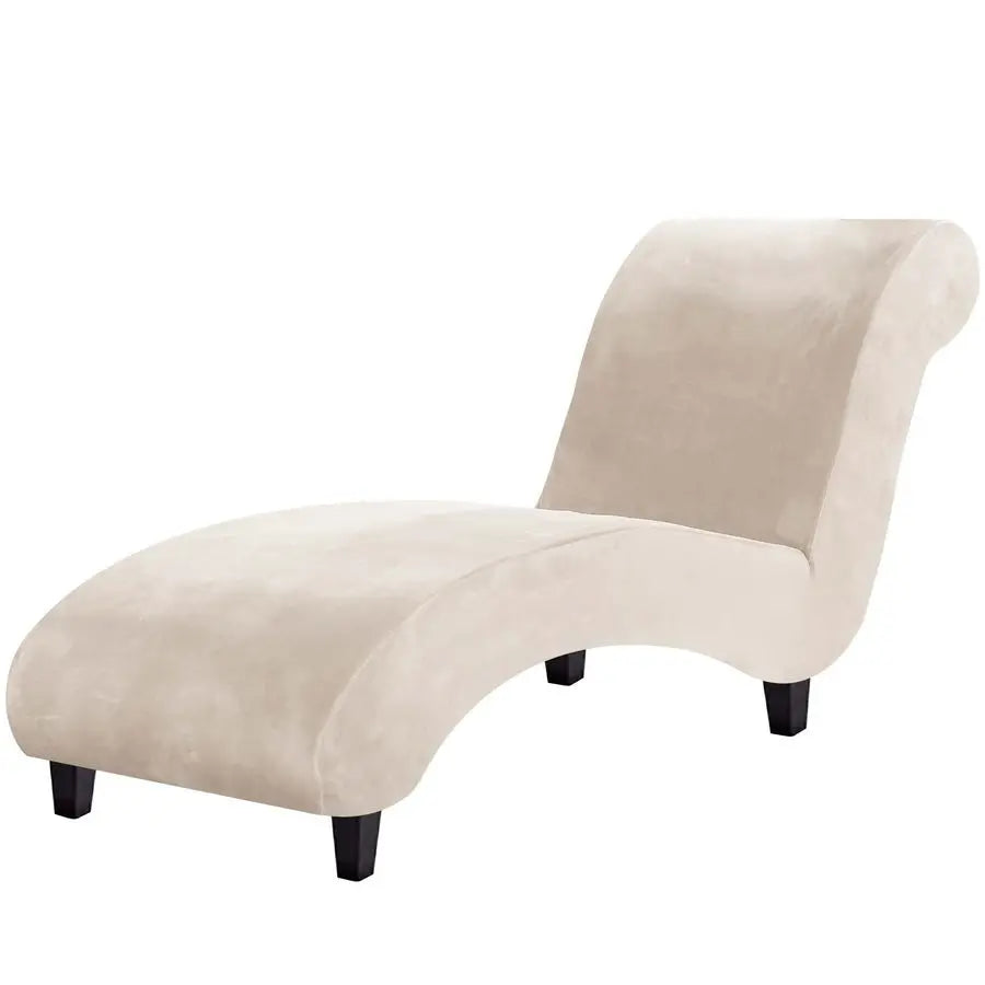 Indoor Velvet Armless Chaise Lounge Cover High Stretch Slipcover for Living Room