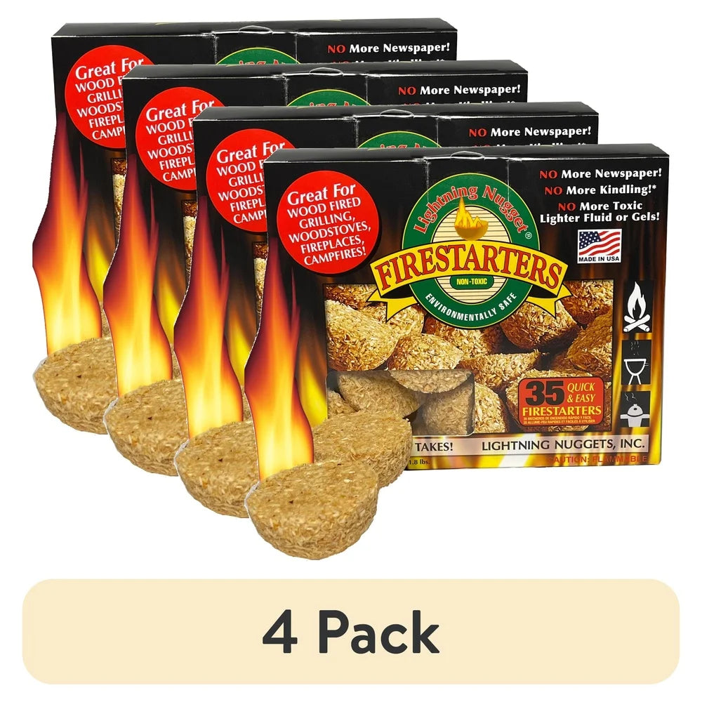 4 Pack Pine Scented Fire Starters Non Toxic Weatherproof