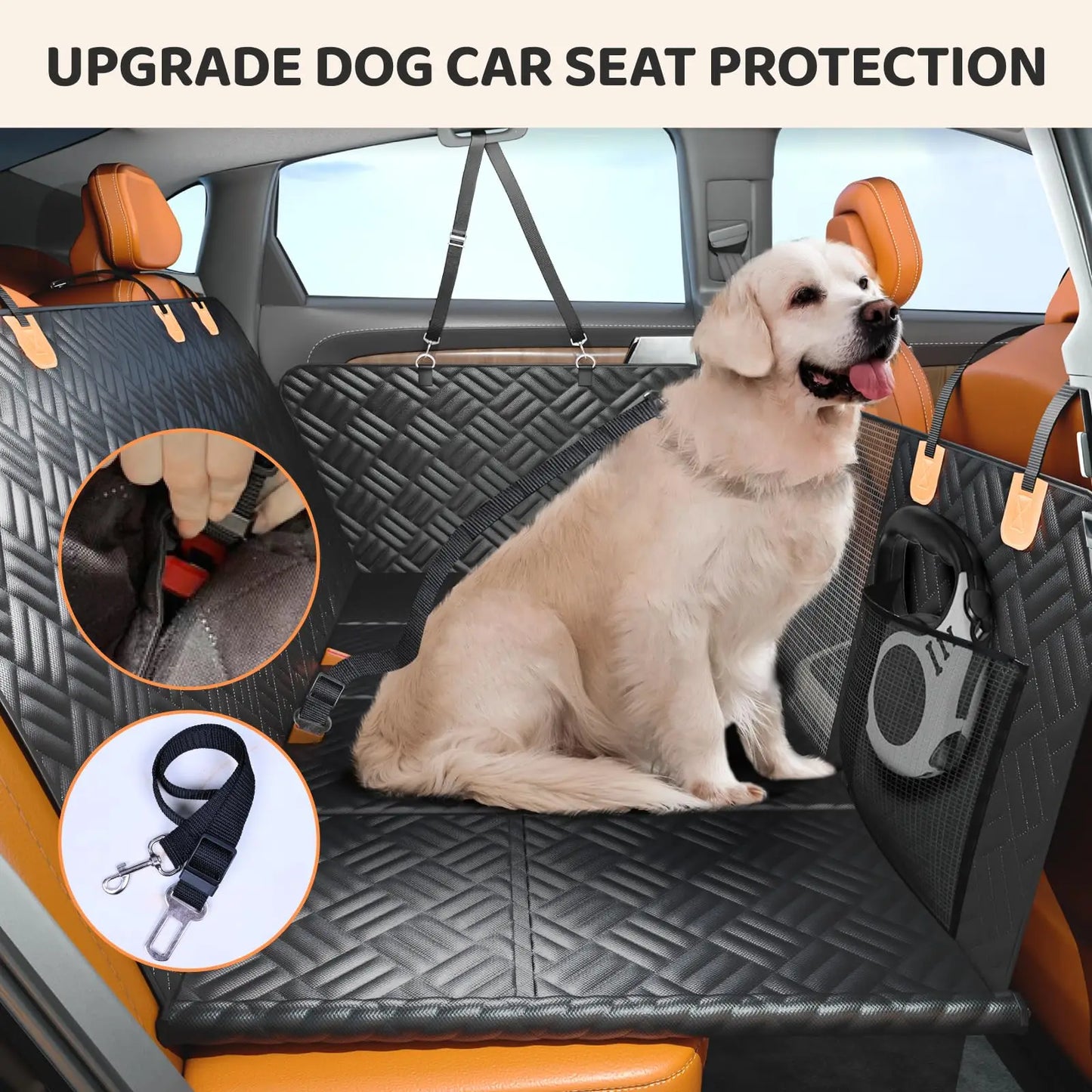 Car Rear Seat Dog Hammock Cover 600D Anti Scratch Washable Hard Bottom Extender