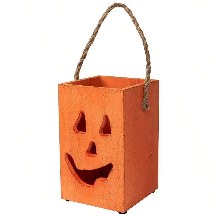 Large Scented Orange Halloween Candle Wood Wick 8 Hour Burn