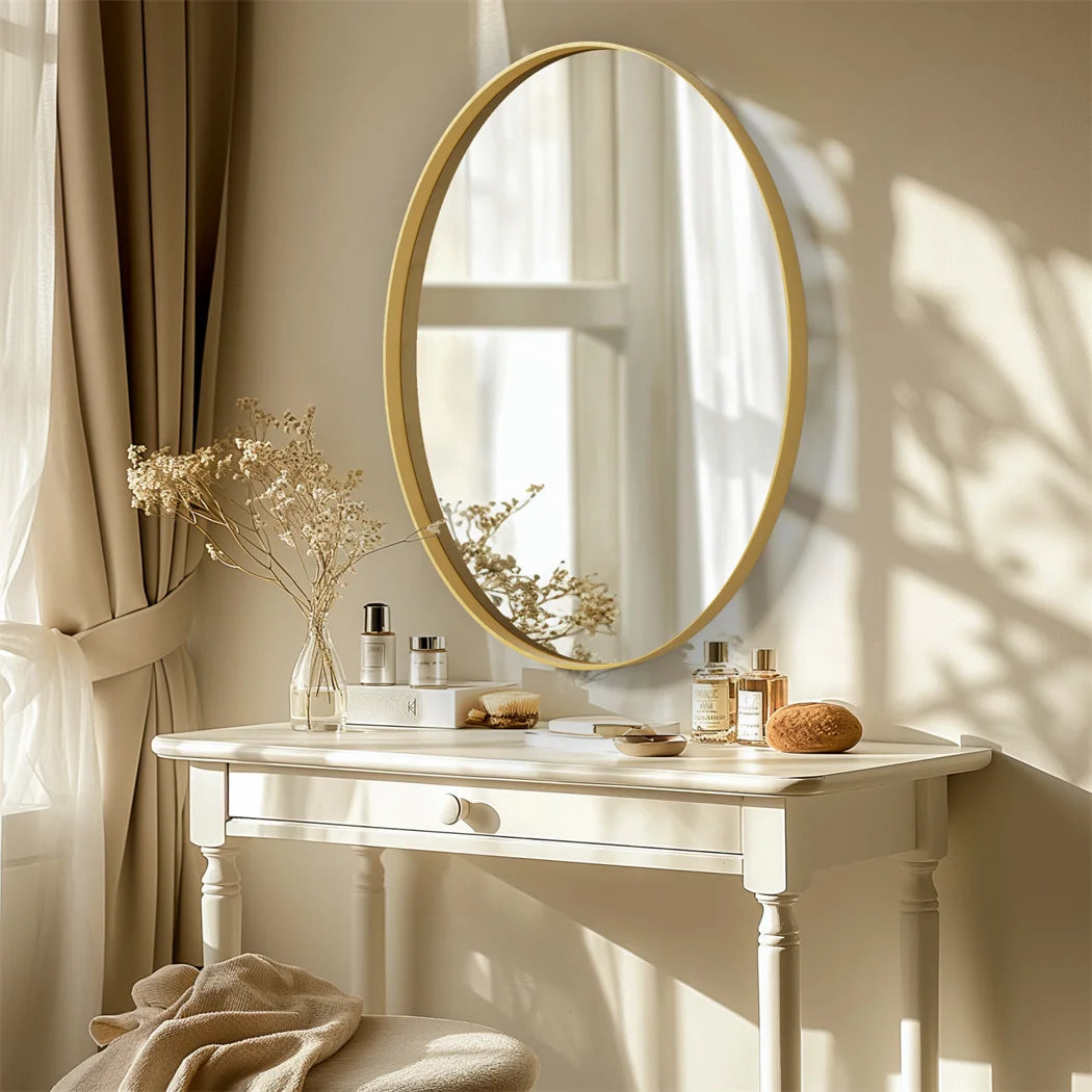 LUVODI Brushed Gold Mirror with Metal Frame for Living Room Entryway and Vanity Wall Decor