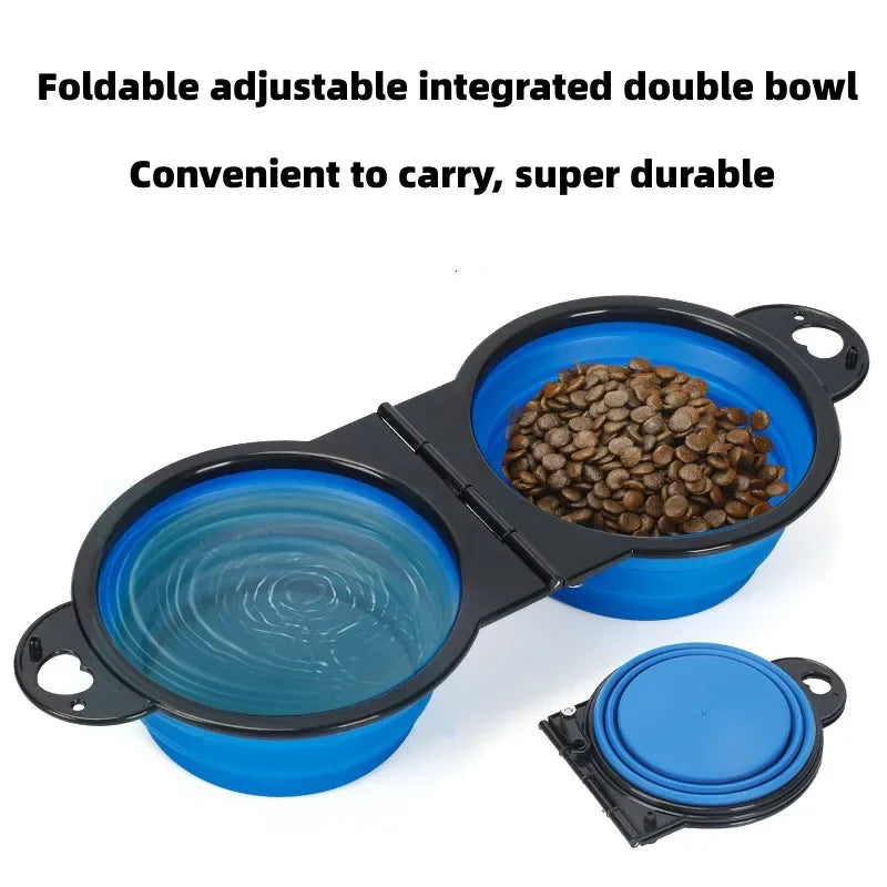 2 In 1 Foldable Dual Bowl For Dog And Cat Portable Travel Feeding Drinking Bowl