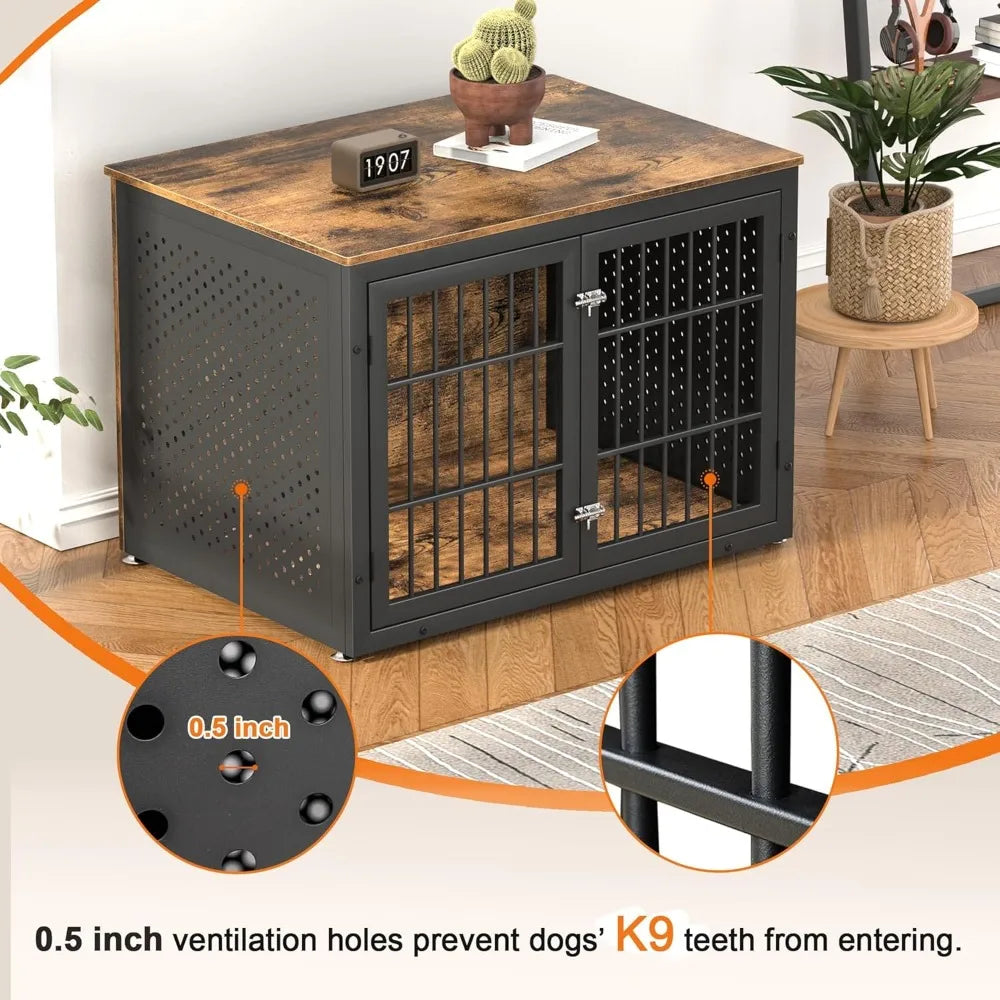 Heavy Duty Dog Crate Furniture For Large And Medium Dogs Enclosed Metal Kennel