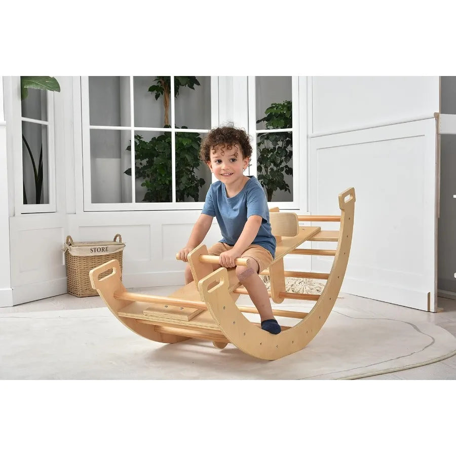 Bailis Ultimate 3in1 Playset Seesaw Climbing Arch Rocker Waldorf Montessori Toy