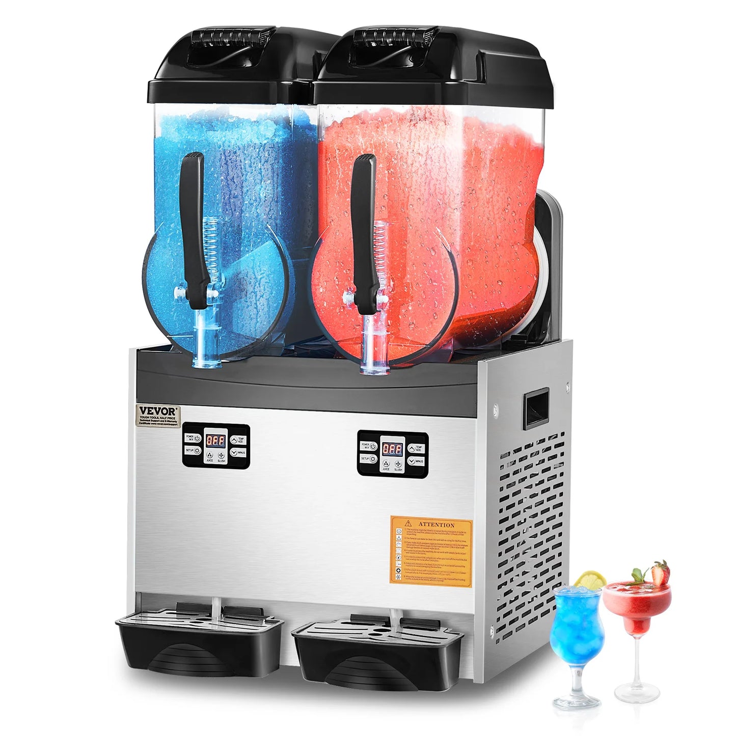 SucceBuy 3-36L Commercial Slushy Machine 1-3 Tanks Stainless Steel Margarita Smoothie Frozen Drink Maker for Home and Restaurants