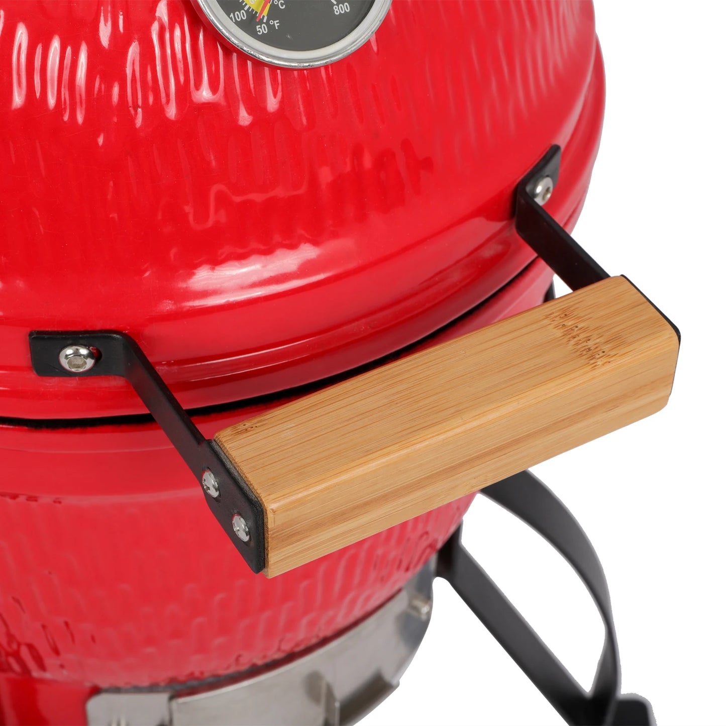 Round Kamado Charcoal Grill 13 Inch Ceramic Asador Orange Outdoor Barbecue