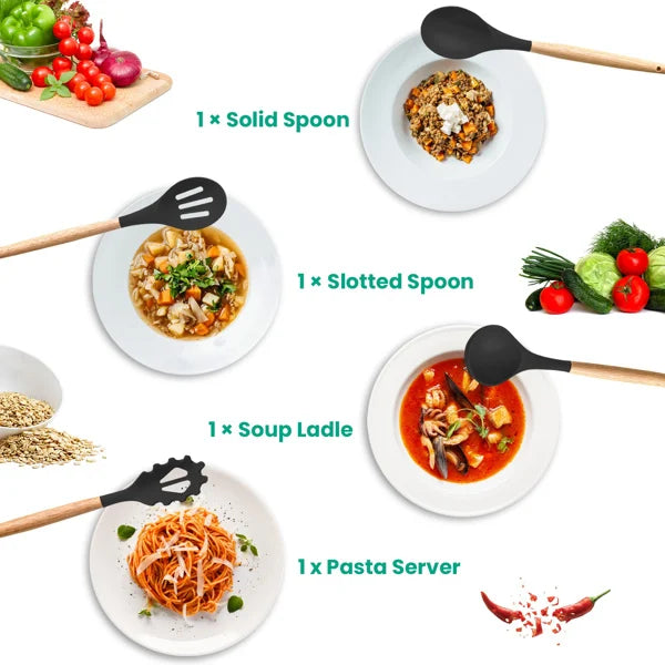 35Pcs Kitchen Cooking Utensils Set Spatula Set Baking Utensils Kitchen Accessories with Holder