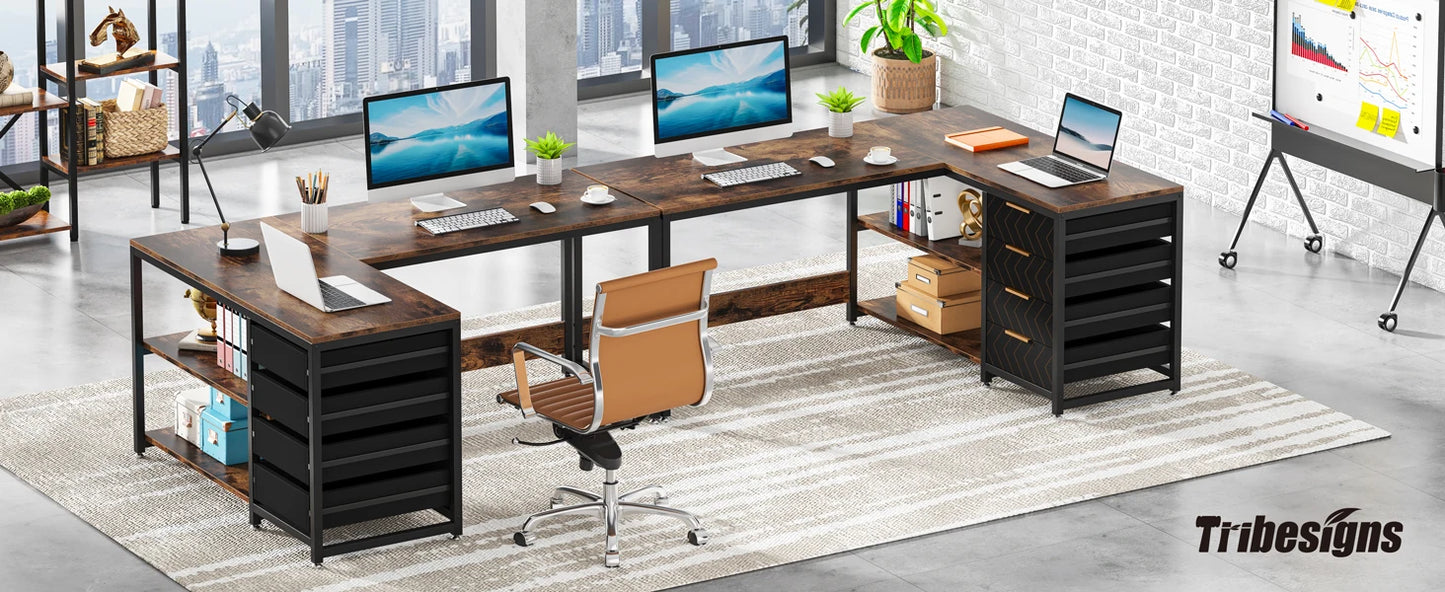 Tribesigns L Shaped Computer Desk With Storage Drawers