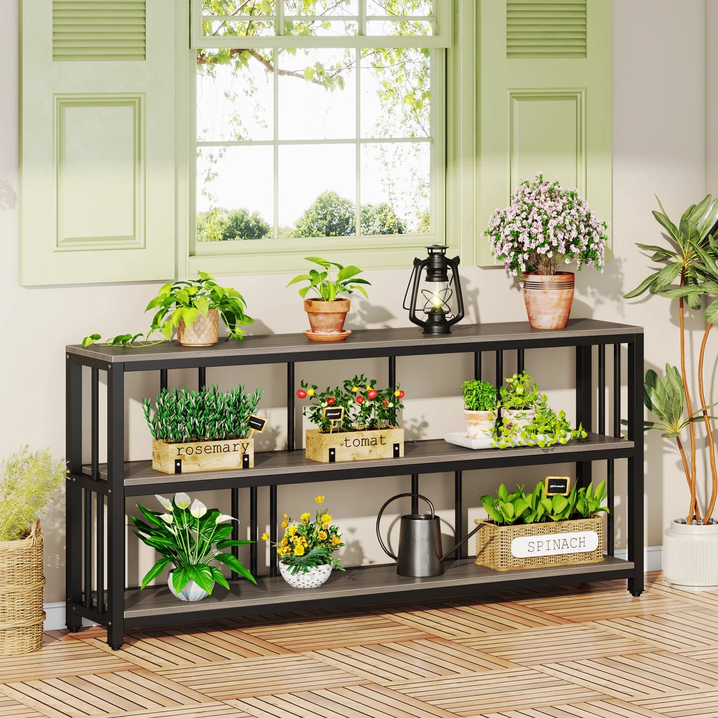 Tribesigns Long Console Sofa Table 70.89 Inch 3 Tier Rustic