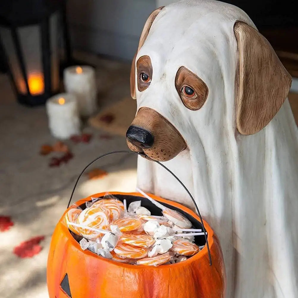 Halloween Dog Cat Ornaments Candy Bowl Pumpkin Snack Bowl Stand Trick Or Treat Indoor Outdoor Decorations