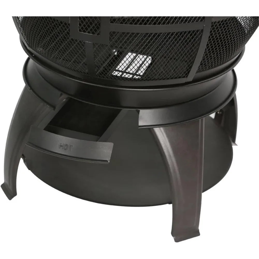 Wood Burning Chiminea Fire Pit Outdoor Fireplace Brown Black