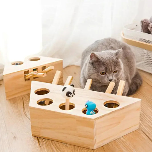 Cat Hunt Toy Chase Mouse Wood Maze For Cats Catnip Fun