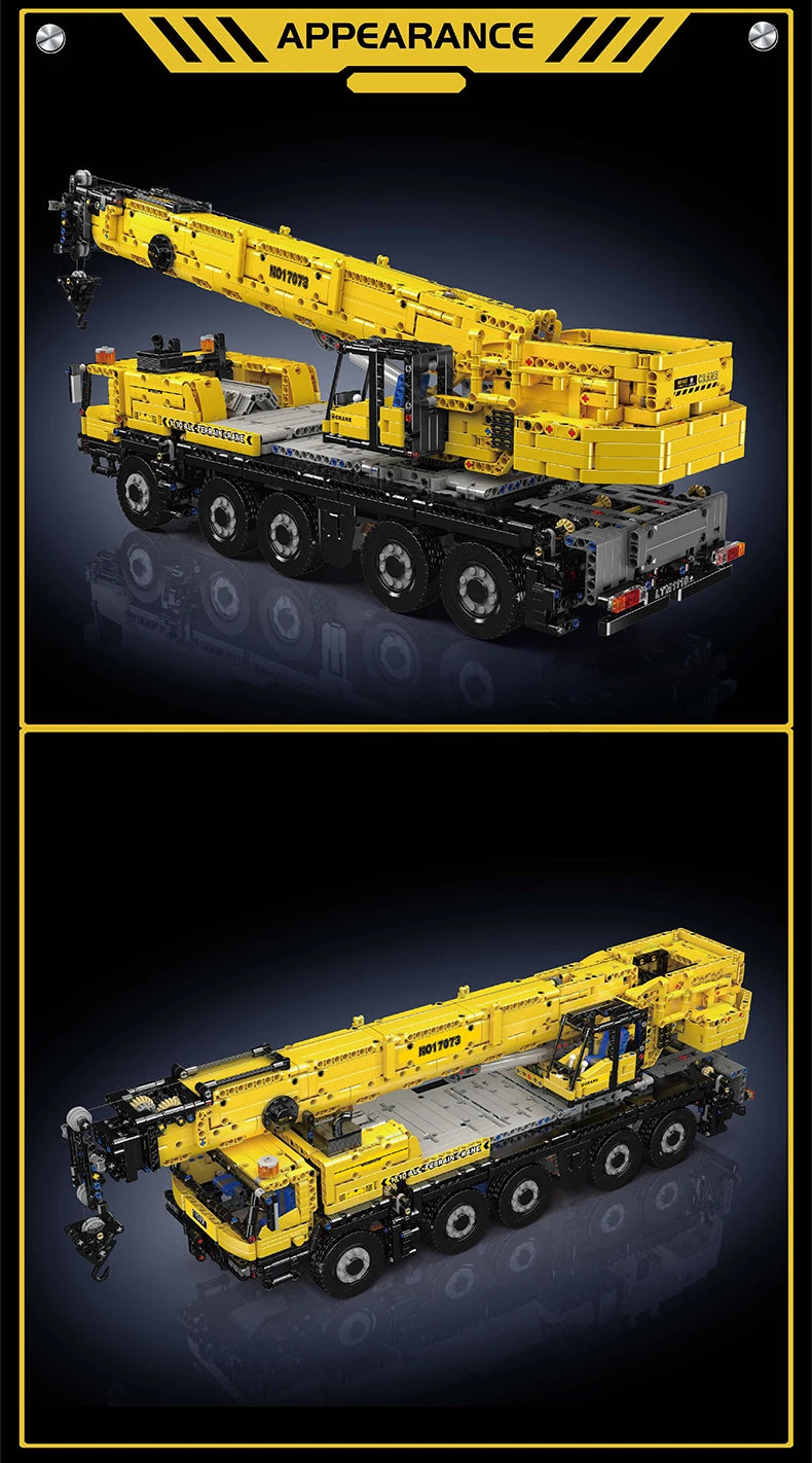Mould King 17073 17074 RC LTM 1110 Crane Building Block Truck Brick Set