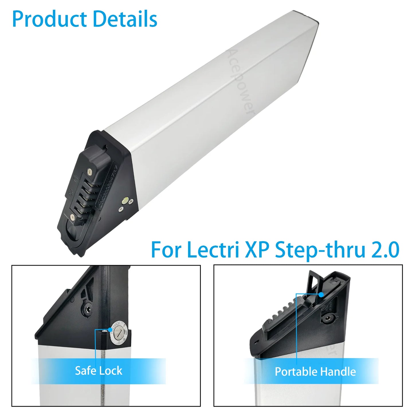 Lectri XP Step Thru Ebike Battery 48V 10.4Ah 12.8Ah 14Ah