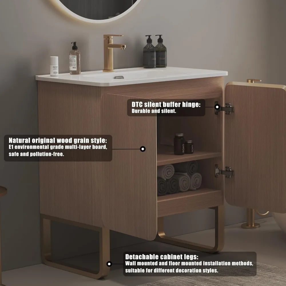 30 Inch Freestanding Bathroom Vanity With Overflow Sink