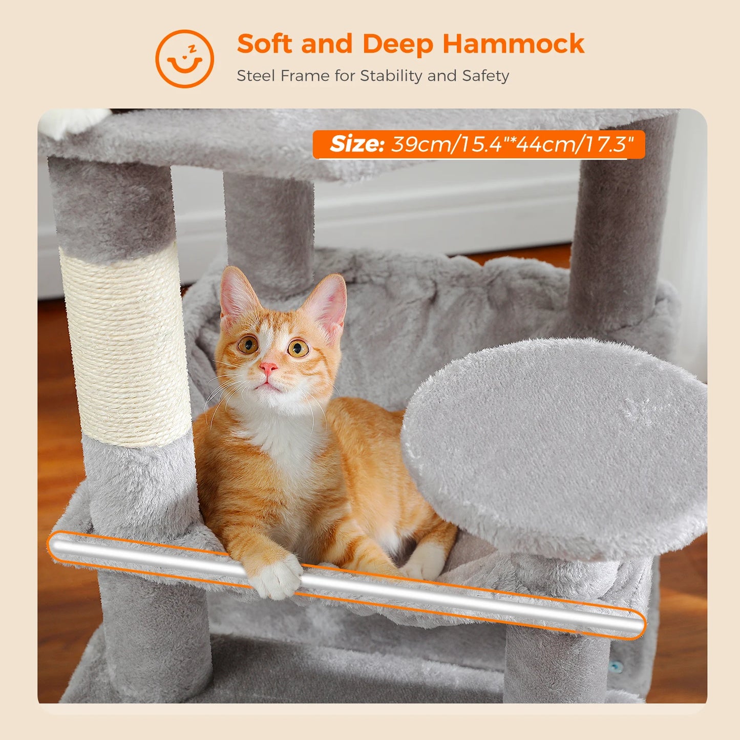Large Cat Tree Tower Indoor Cats With Sisal Posts Hammock