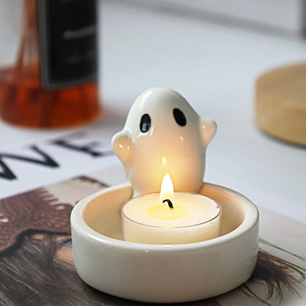 Tealight Candle Holder Ceramic Ghost Cute Halloween Decor