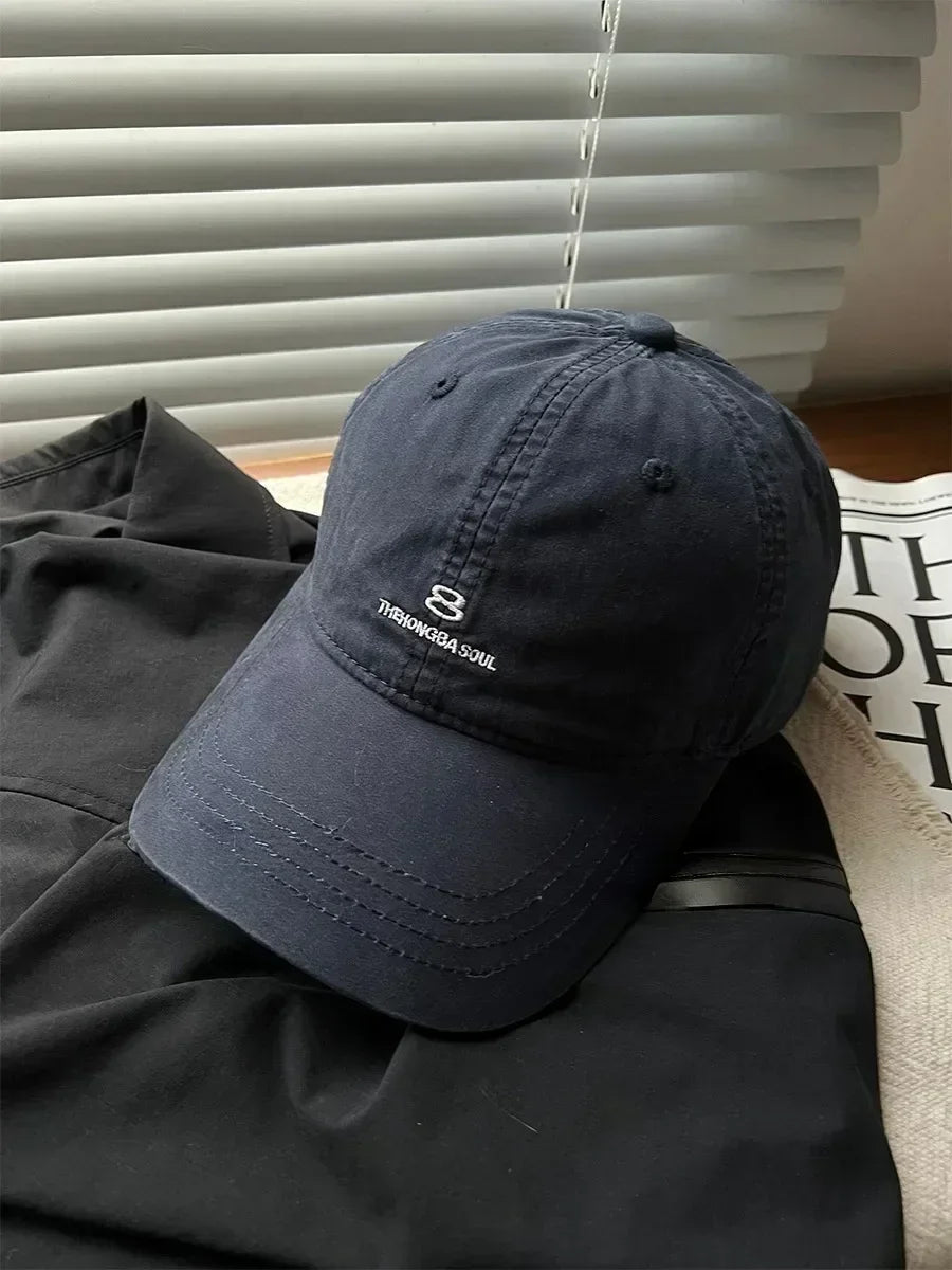 American Street Style Letter Embroidered Baseball Cap Unisex Washed Cotton Hat