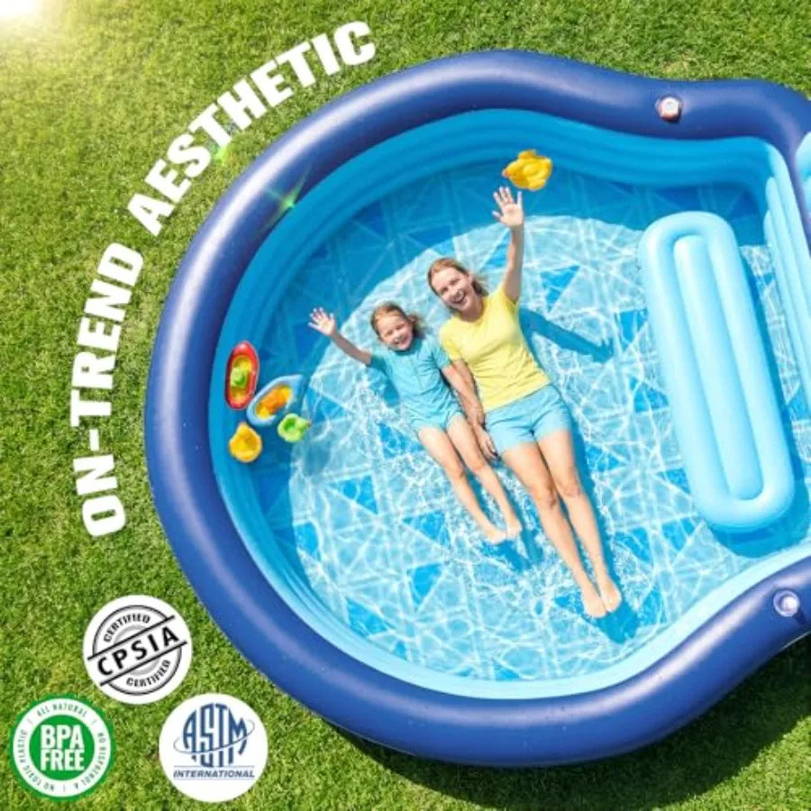 Oversized Inflatable Pool With Seats And Headrest For Adults PVC Backyard Pool