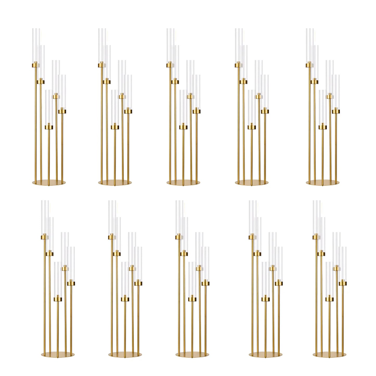 Gold Floor Candelabra 5 Arm Candle Holder Acrylic Shade