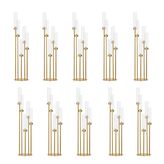 Gold Floor Candelabra 5 Arm Candle Holder Acrylic Shade