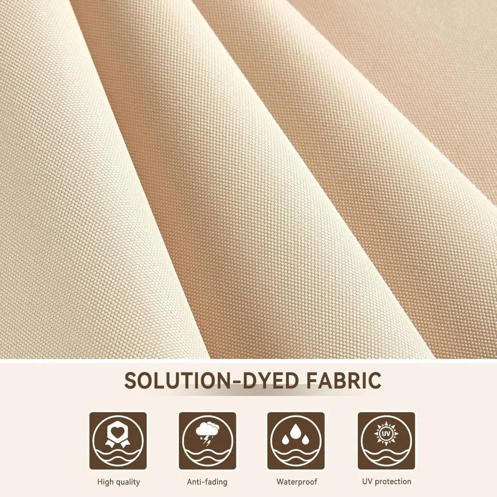 10x13 Ft Cantilever Outdoor Patio Umbrella With LED Lights Beige 360 Rotation