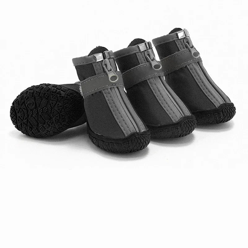 4 Pieces Dog Waterproof Shoes Reflective Anti Slip Snow Boots For Small Pets