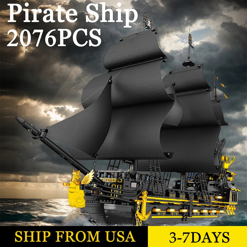 2076 Pieces Pirate Ship Building Blocks Set For Kids And Adults Sailboat Model