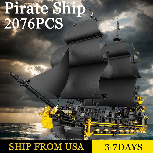 2076 Pieces Pirate Ship Building Blocks Set For Kids And Adults Sailboat Model