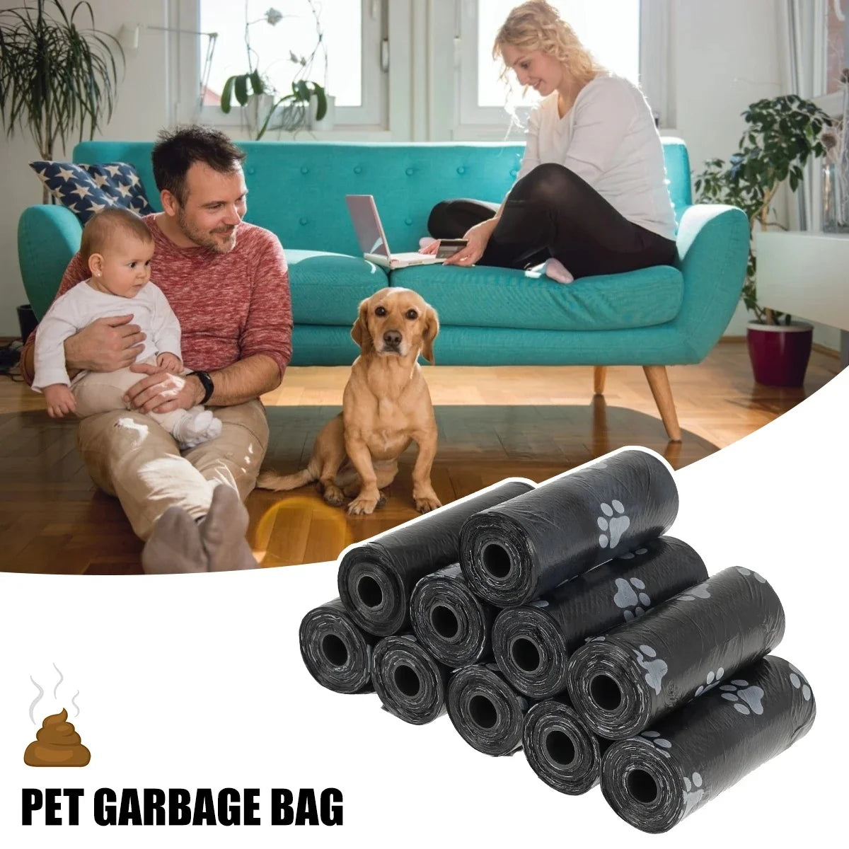 Biodegradable Pet Poop Bags Dispenser For Dogs And Cats With 2 Or 40 Rolls