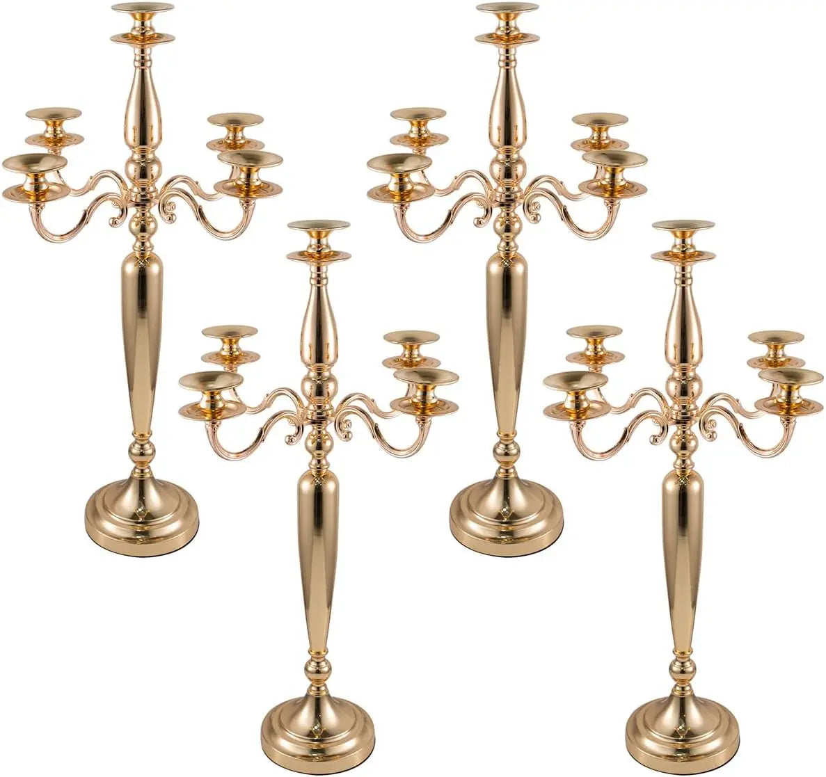 Gold Metal 5 Arm Candelabra Candlestick Holder 28 Inch Tall