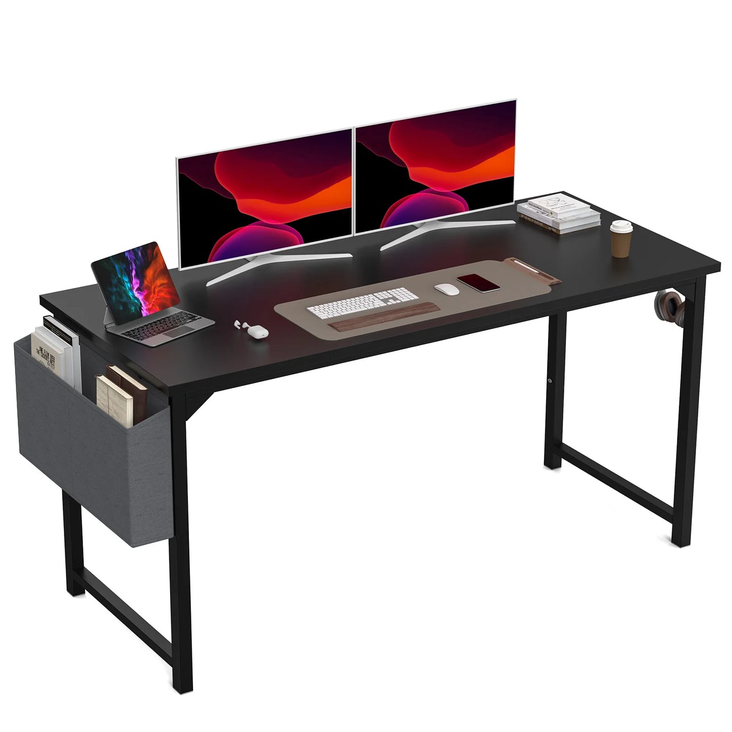 JHK Computer Desk Study Table With Side Bag And Headphone Hook Easy Assembly