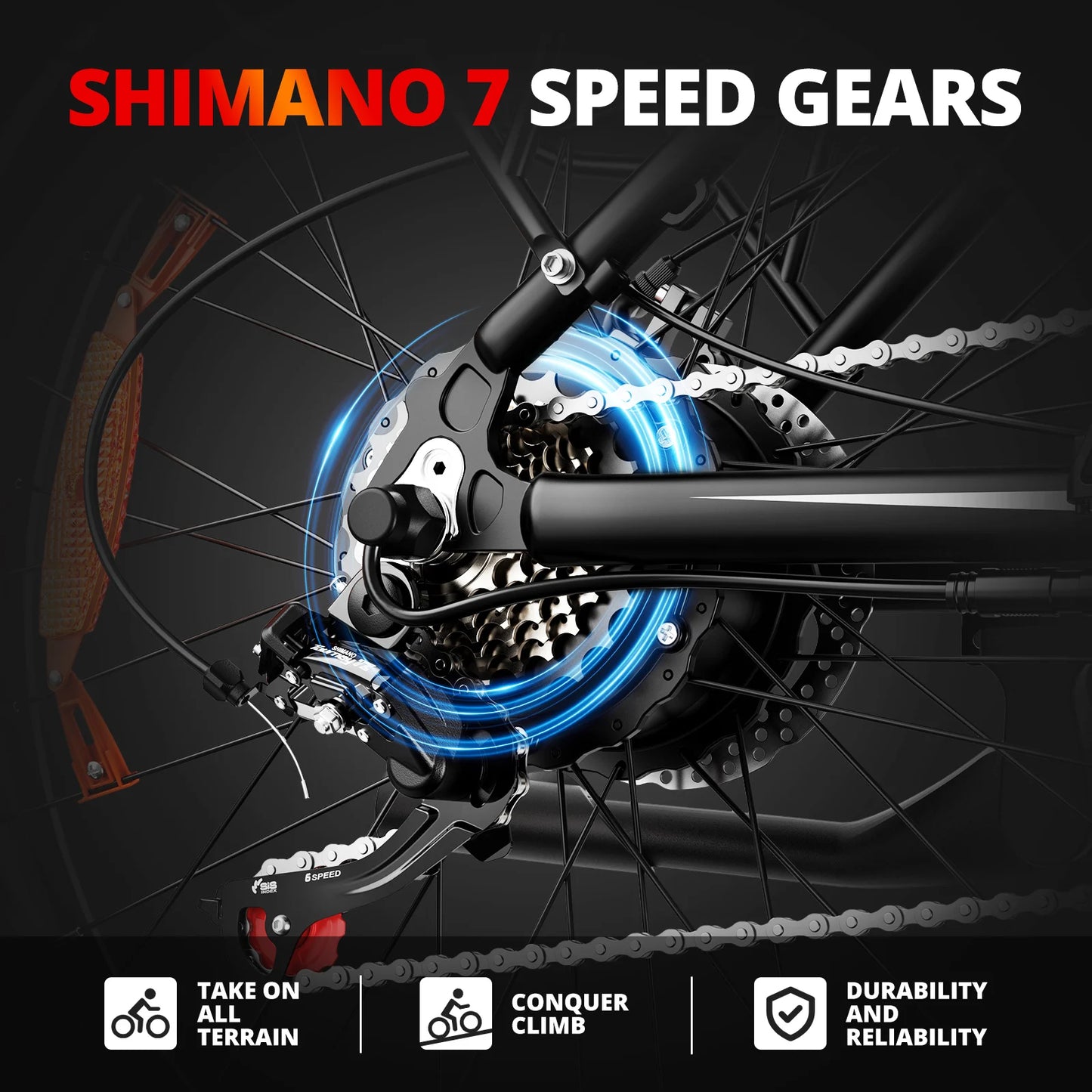 AMYET EB26 Electric Bike 1500W 48V 15Ah 26 Inch Fat Tire Mountain Bike 31 Mph