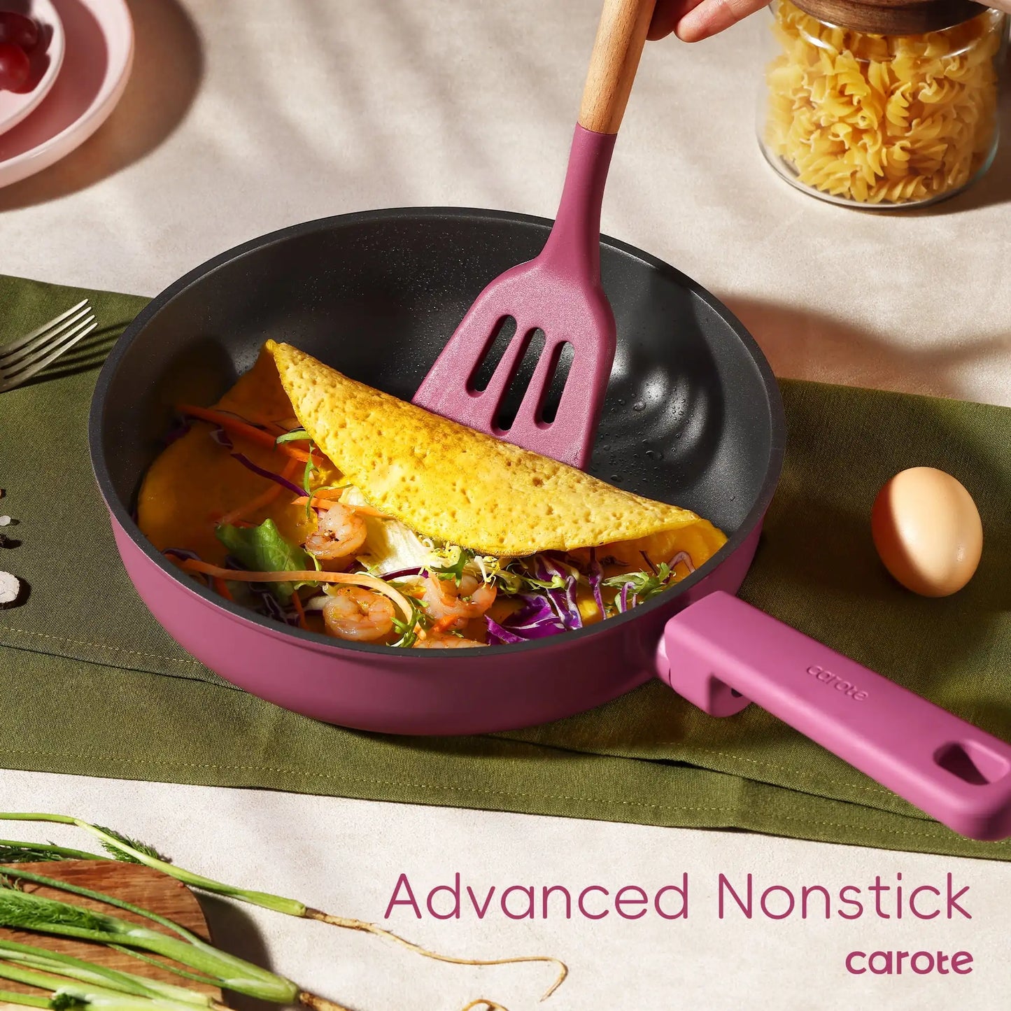 Kitchen Cookware Sets Nonstick Pots and Pans Set Induction Cookware 16 Pcs Rose Pink