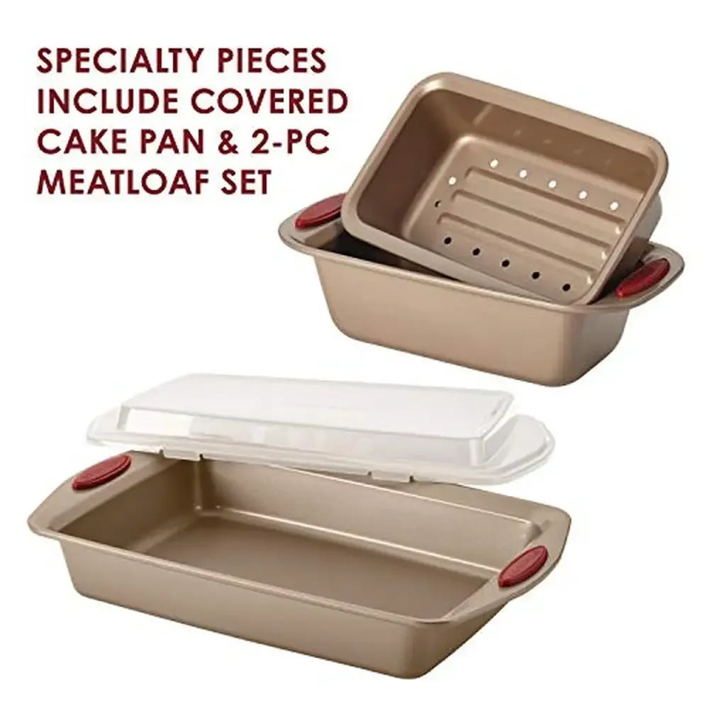 10 Piece Nonstick Bakeware and Cookware Set Baking Pans Cake Bread Pan Saucepans Frying Pans Muffin Pan Spoon Stainless Steel