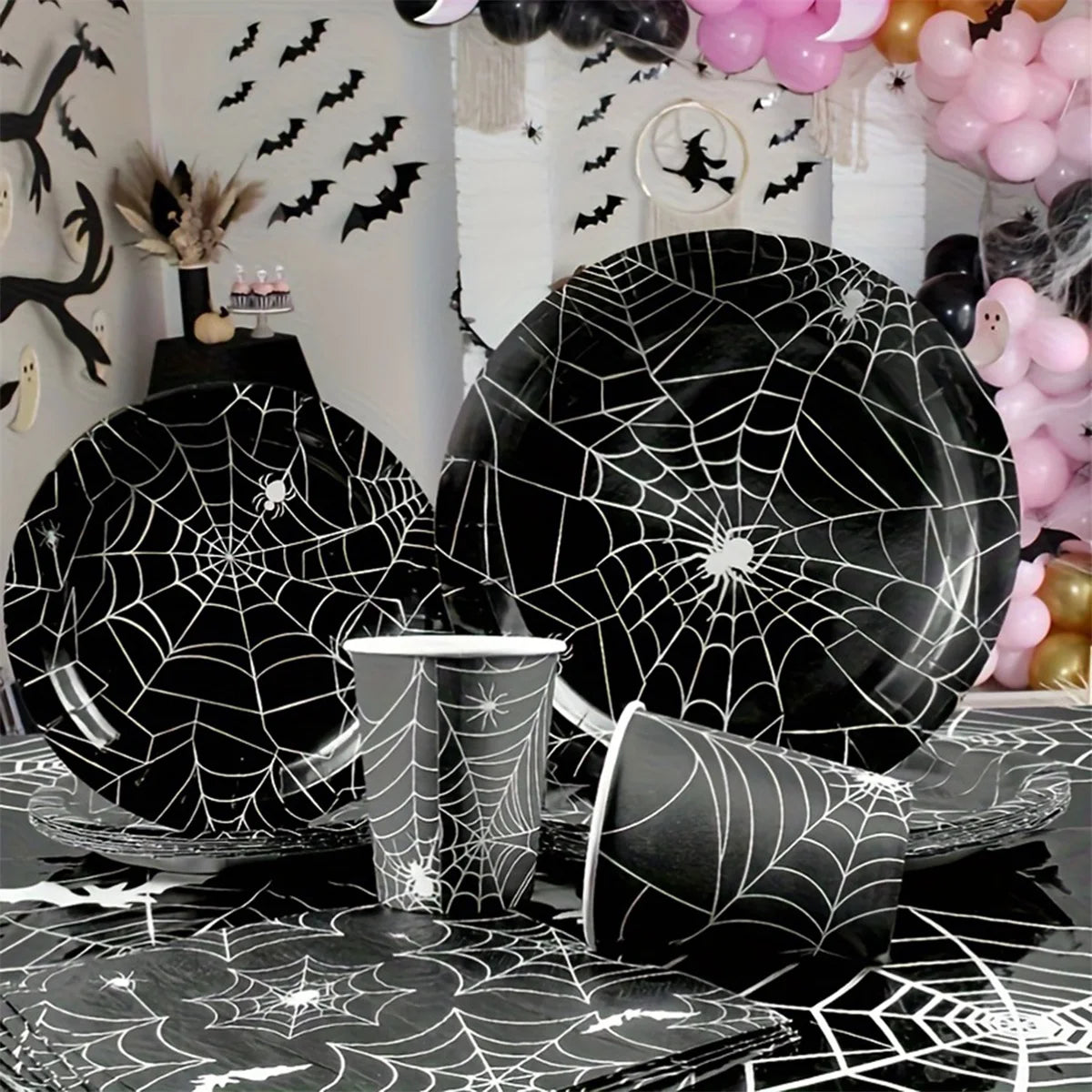 Halloween Pumpkin Tableware 120 Pcs Disposable Dinnerware