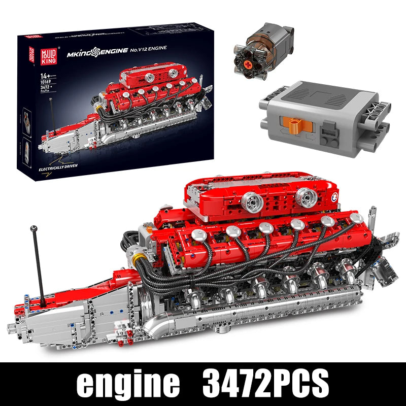 Mould King 10169 Speed Car V12 Engine Building Block Set For Kids Christmas Gift